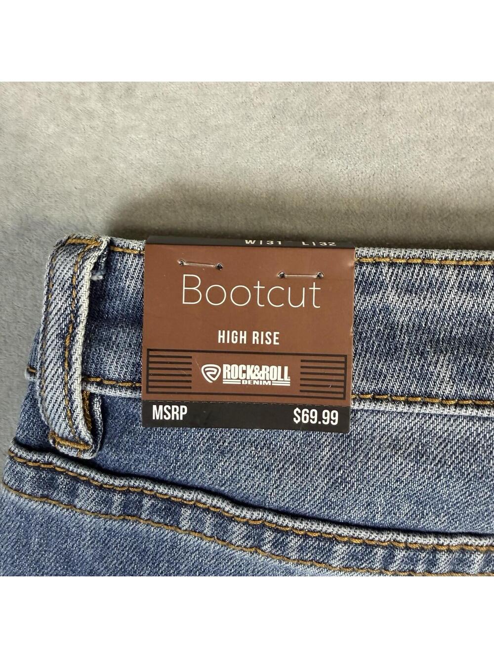 Rock & Roll Denim Jeans Mens 31x32 Blue Bootcut High Rise Med Wash Stretch NWT - Picture 6 of 9